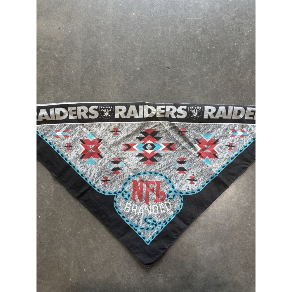 Vintage 90's Los Angeles LA Oakland Raiders NFL Aztec Bandana Handkerchief